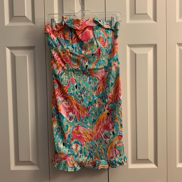 Lilly Pulitzer Dresses & Skirts - Lilly Pulitzer Flamingo Strapless Dress Size 0